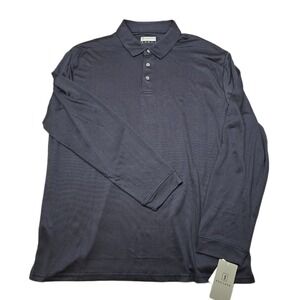 PGA TOUR Long Sleeve Golf Polo Shirt Mens XL Navy Moisture Wicking UPF $70 NEW‎